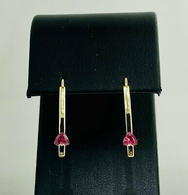 14kt Yellow Gold Pink Sapphire Dangle Earrings