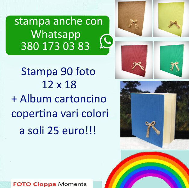 Stampa 90 Foto 12x18 + Album cartoncino copertina vari colori Stampa 90 Foto 12x18 + Album cartoncino copertina vari colori
