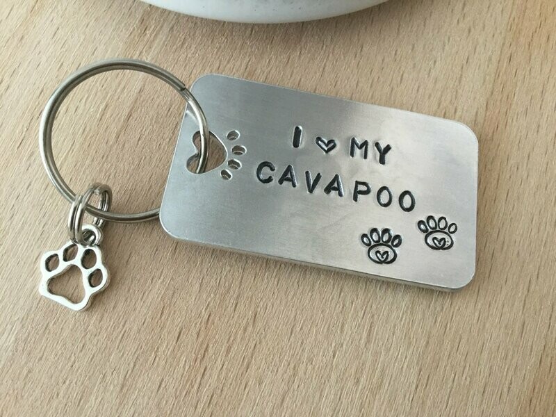 Personalised Aluminium Cavapoo Lover Keyring