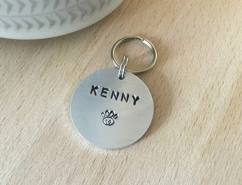 Aluminium Disc Dog Tag Paw with Heart