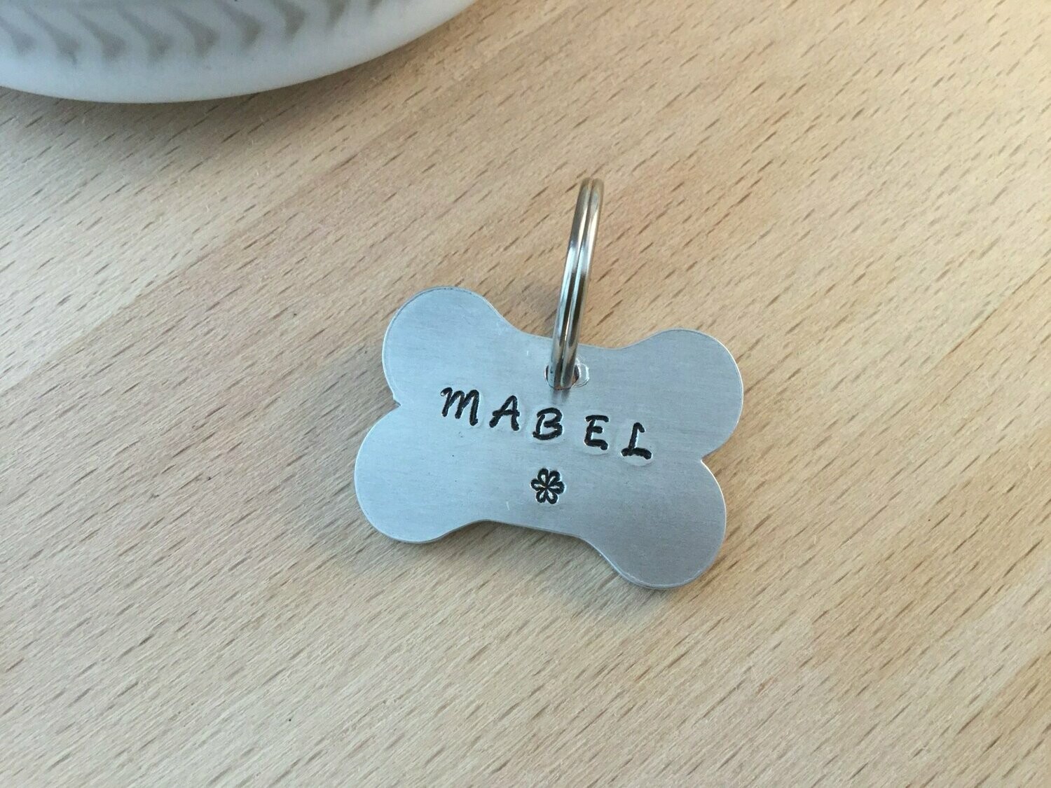 Aluminium Bone shape Dog Tag Flower