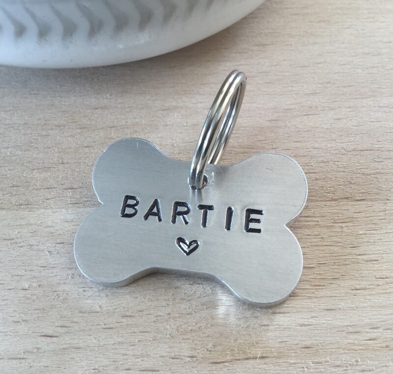 Aluminium Bone shape Dog Tag Heart