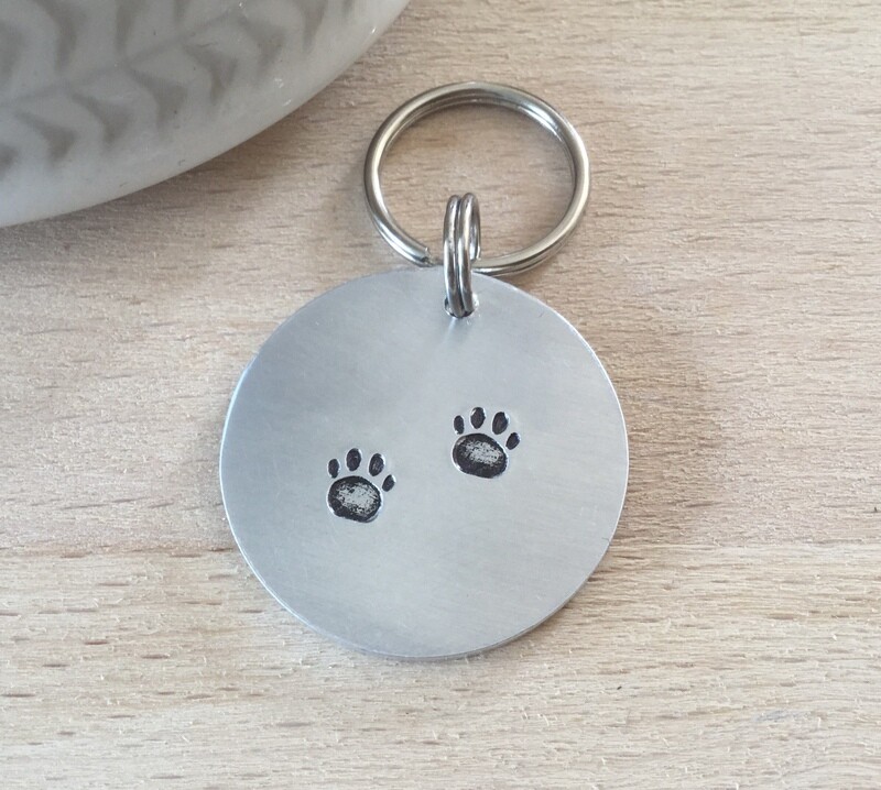 Aluminium Dog Tag Paw with two paw prints only