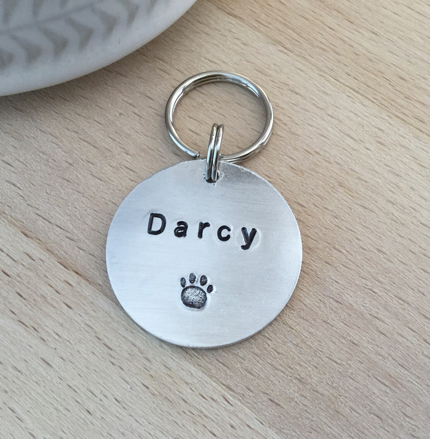 Aluminium Disc Dog Tag Paw Print