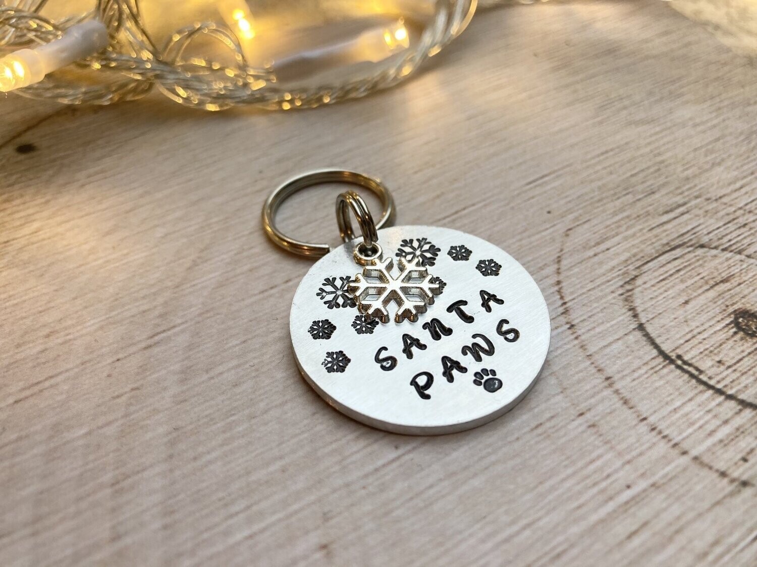Aluminium Disc Dog Tag Christmas Santa Paws