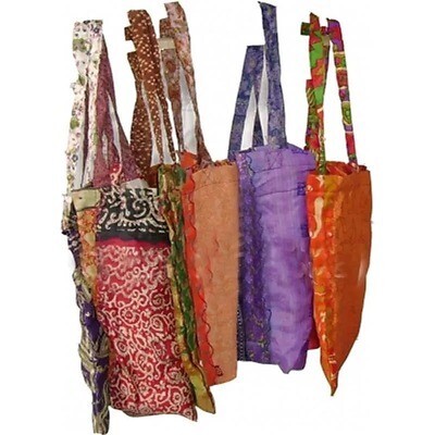 Bolsa de la compra- Vintage -sari de poliéster -- 42x27 cm