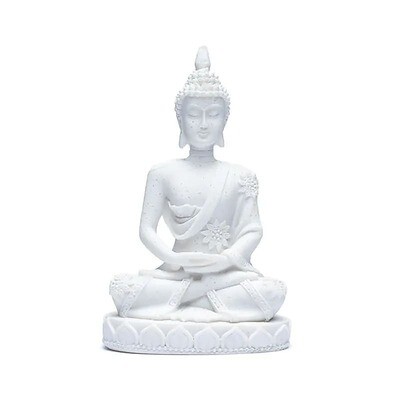 Estatua de Buda en meditación blanco -- 6x11 cm