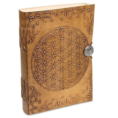 Cuaderno Flor de la vida con funda de cuero -- 250 g