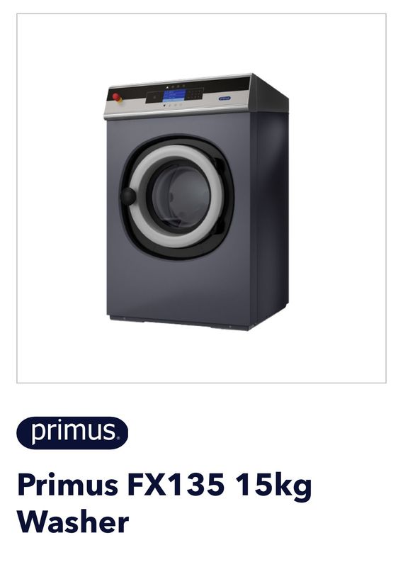 Primus FX 135 commercial washing machine 15kg capacity. high-spin, free-standing model known for its efficiency and durability. advanced washing technology for effective cleaning and safety features Primus FX 135 commercial washing machine 15kg capacity. high-spin, free-standing model known for its efficiency and durability. advanced washing technology for effective cleaning and safety features