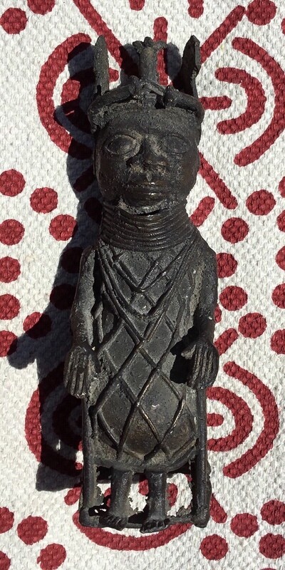 King Oba of Benin Seated Bronze