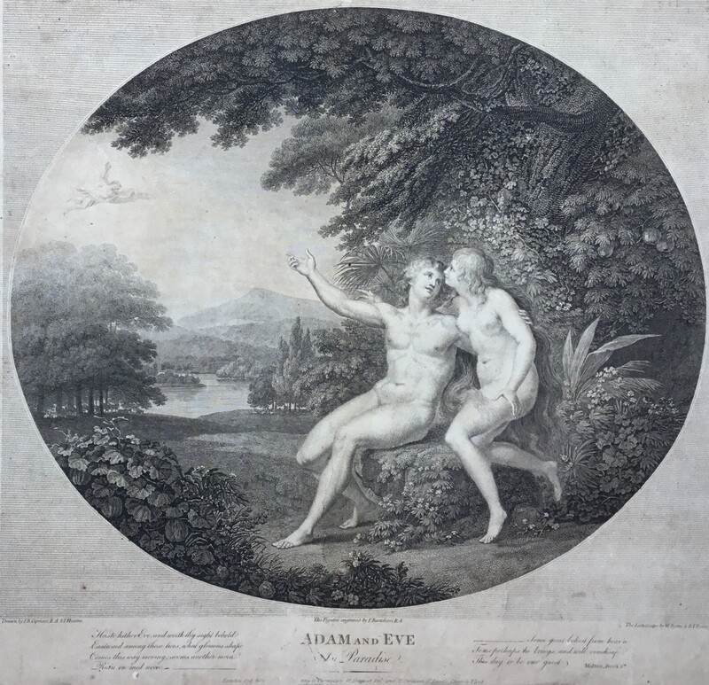 ‘Adam & Eve’ - Original Engraving By F. Bartolozzi R.A