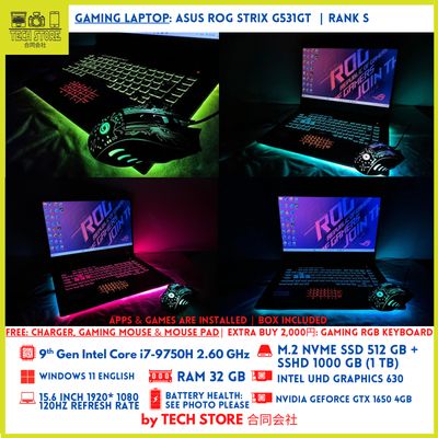 ASUS ROG STRIX G531GT 9th Gen 32GB 512GB 1TB GTX 1650
