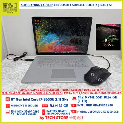 Touch Screen Gaming Microsoft Surface Book 2 Core i7 16GB SSD 1TB GTX 1060 6GB