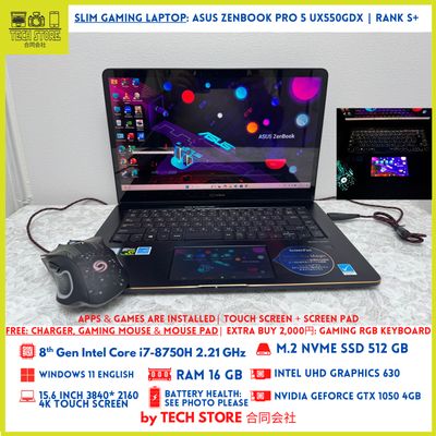 Touch Screen + ScreenPad Gaming ASUS ZenBook Pro 15 Core i7 16GB SSD 512GB GTX 1050