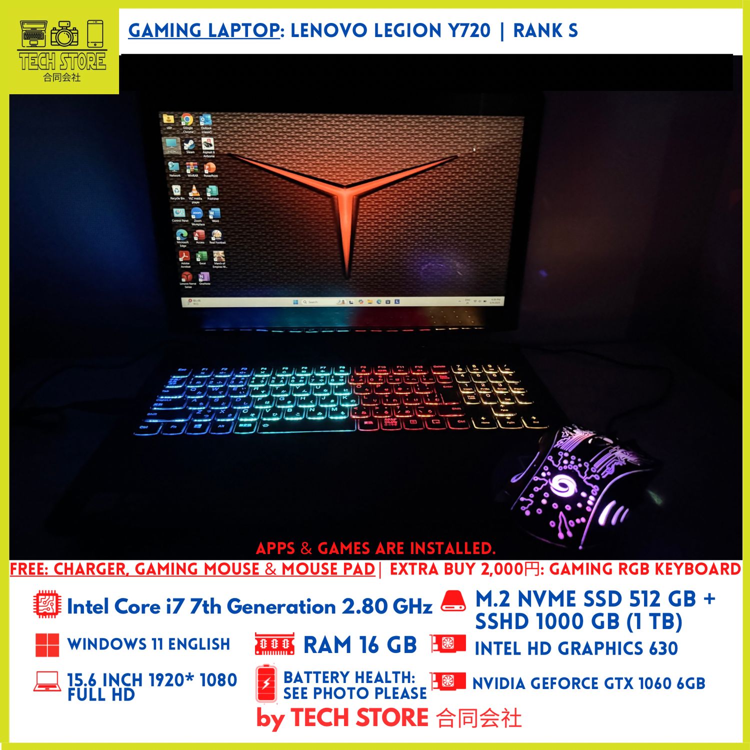 Lenovo Legion Y720-15IKB Core i7 16GB 512GB 1TB GTX 1060 6GB