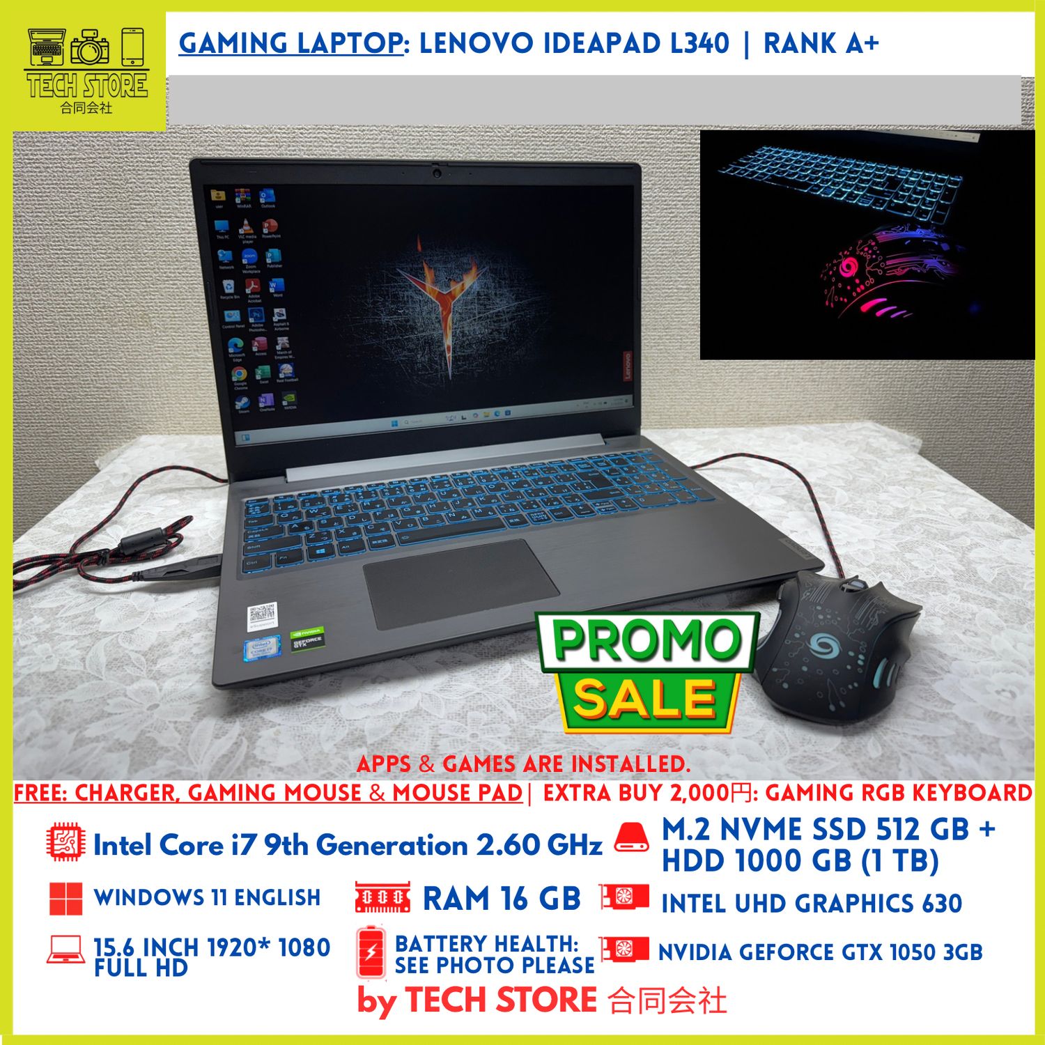 Lenovo IdeaPad Gaming L340-15IRH Core i7 9th Gen 16GB 512GB+ 1TB