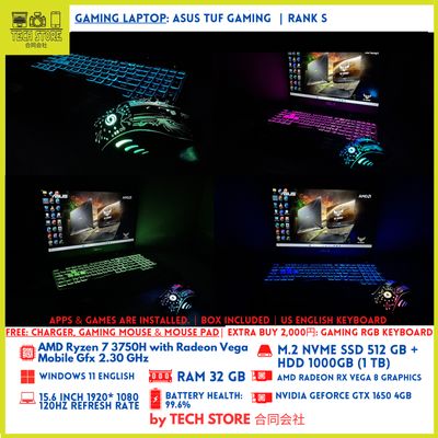 ASUS Tuf Gaming Ryzen 7 32GB 512GB 1TB GTX 1650 US English Keyboard