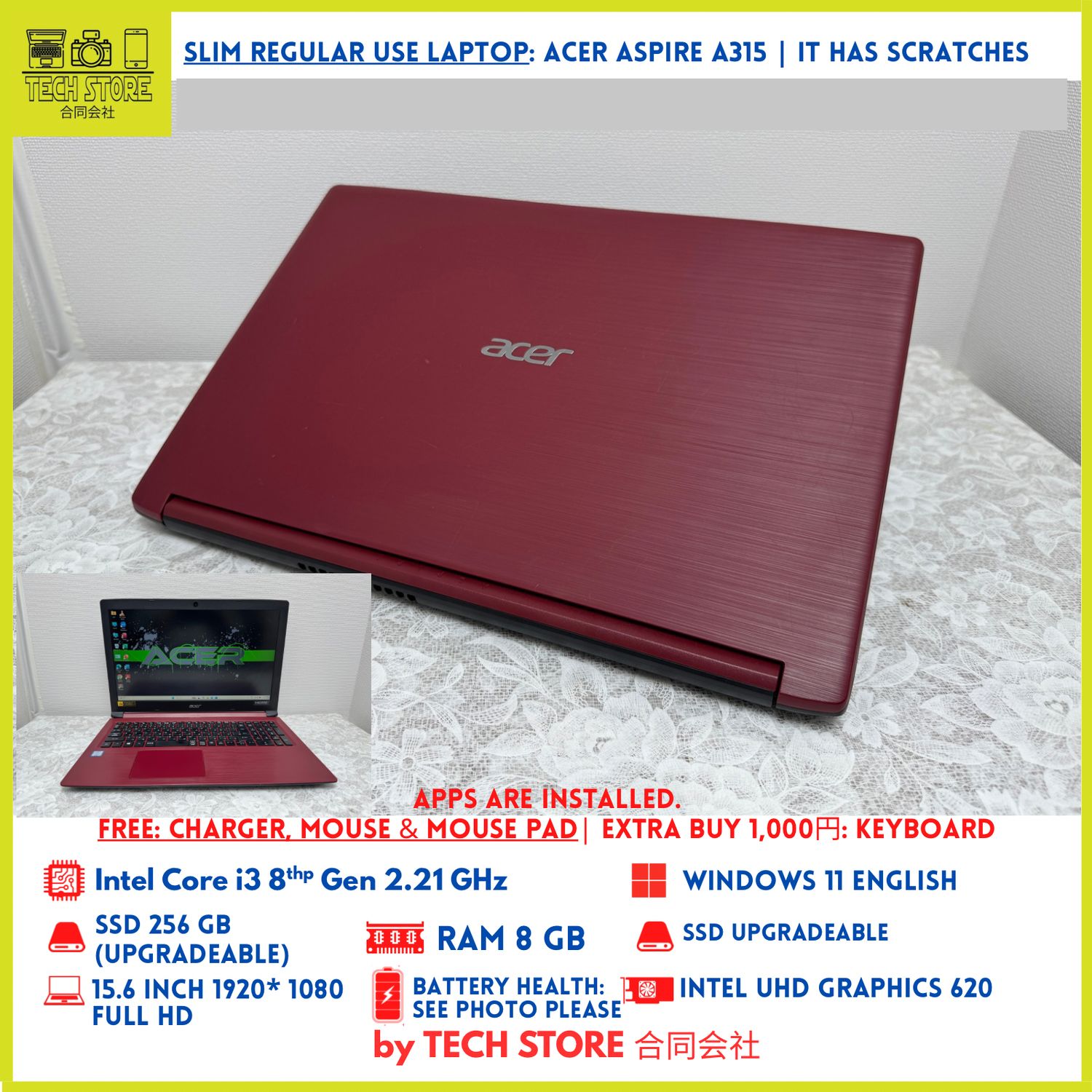 Acer Aspire A315 8th Gen 8GB 256GB