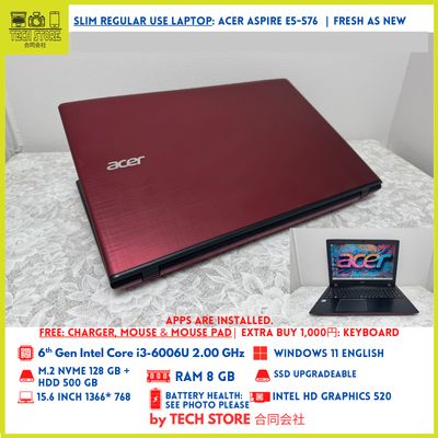 Acer Aspire E5-576 6th Gen 8GB 128GB+ 500GB