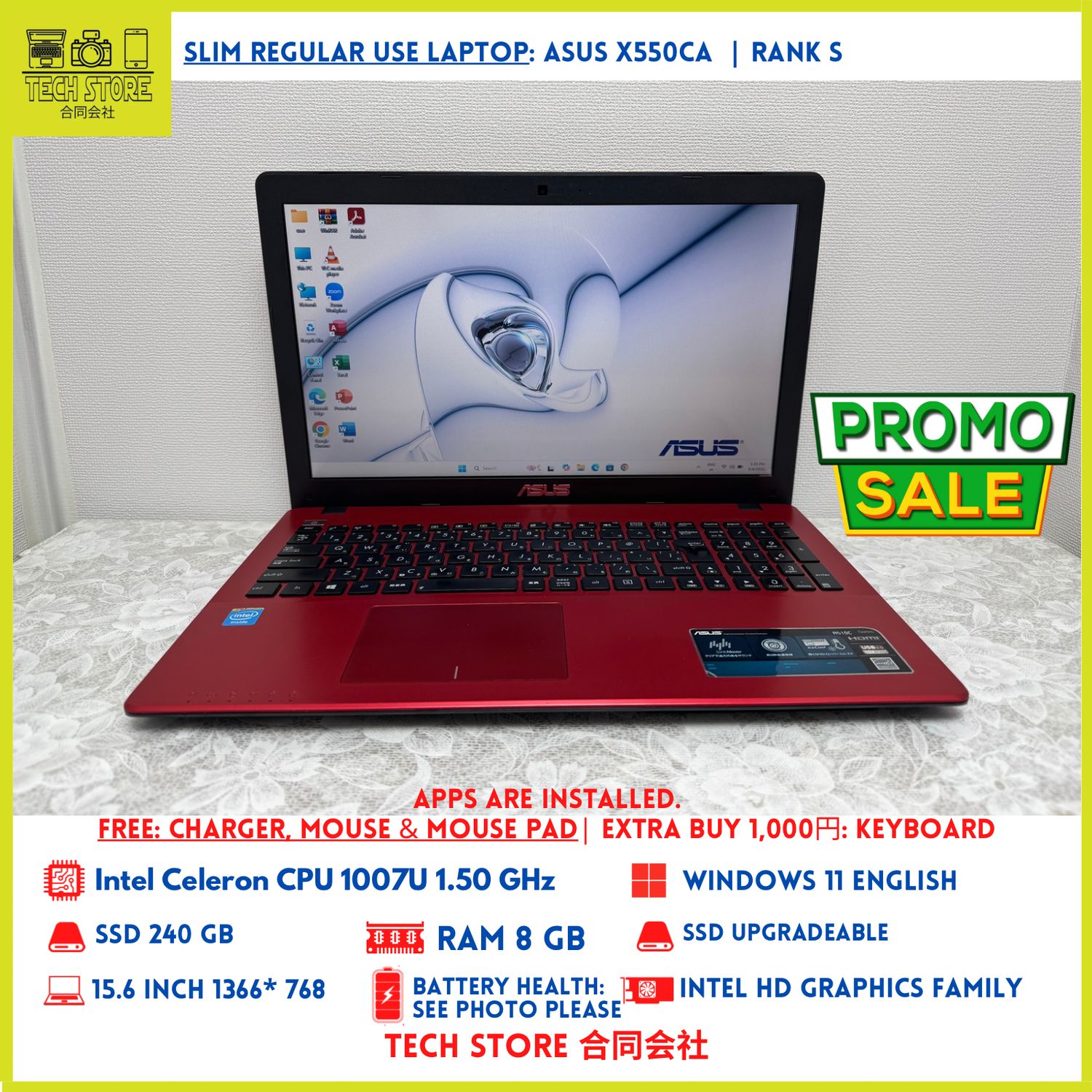 Asus X550CA Intel Celeron 8GB 240GB