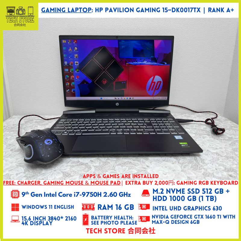 HP Pavilion Gaming 15-dk0017tx Core i7 9th Gen 16GB 512GB+