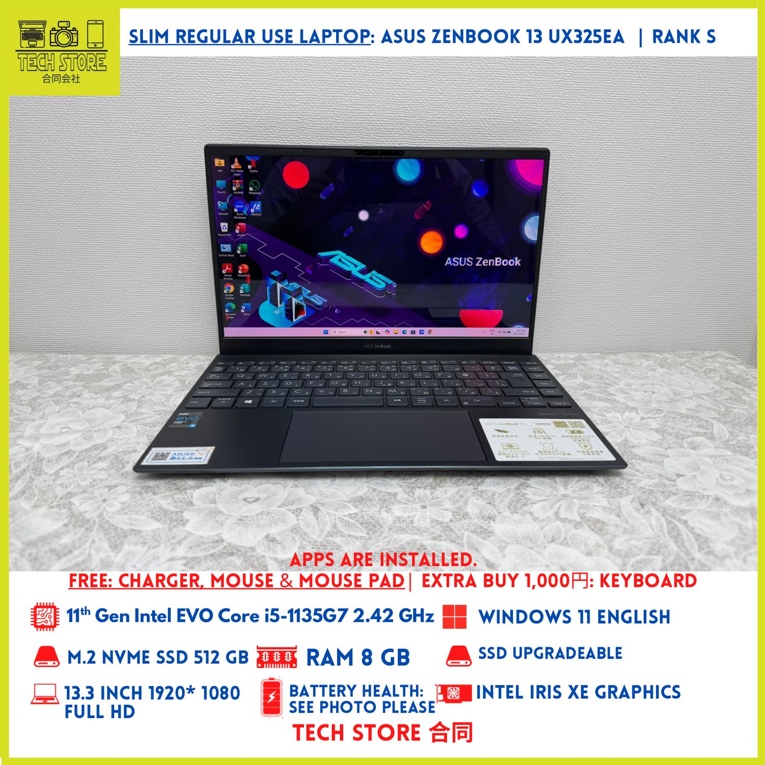 Asus ZenBook 13 UX325EA EVO Core i5 11th Gen 8GB 512GB