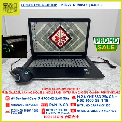 HP Envy 17-r015tx Core i7 6th Gen 16GB 256GB+ 1TB GTX 950M 4GB
