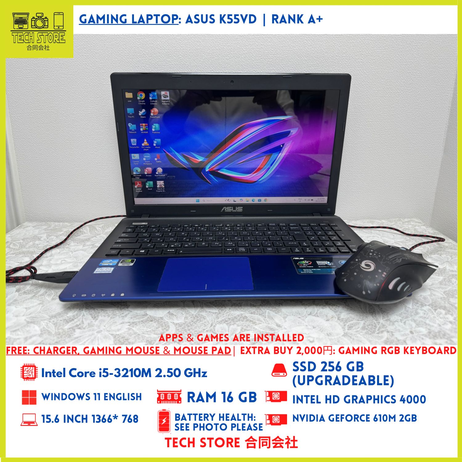 Asus K55VD Core i5 16GB 256GB NVIDIA