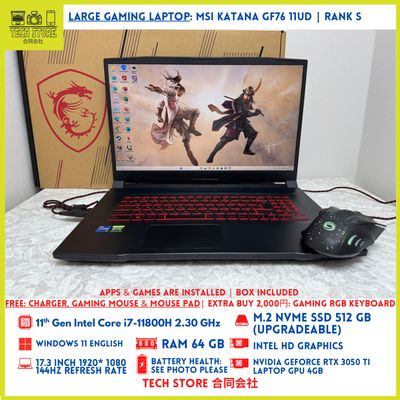 MSI Katana GF76 11UD Core i7 11th Gen 64GB 512GB RTX 3050 Ti