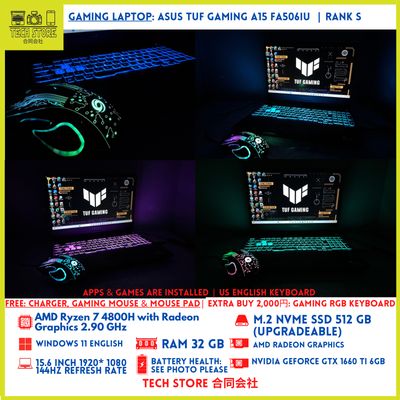 Asus Tuf Gaming A15 FA506IU Ryzen 7 4800H 32GB 512GB GTX 1660 Ti 4GB