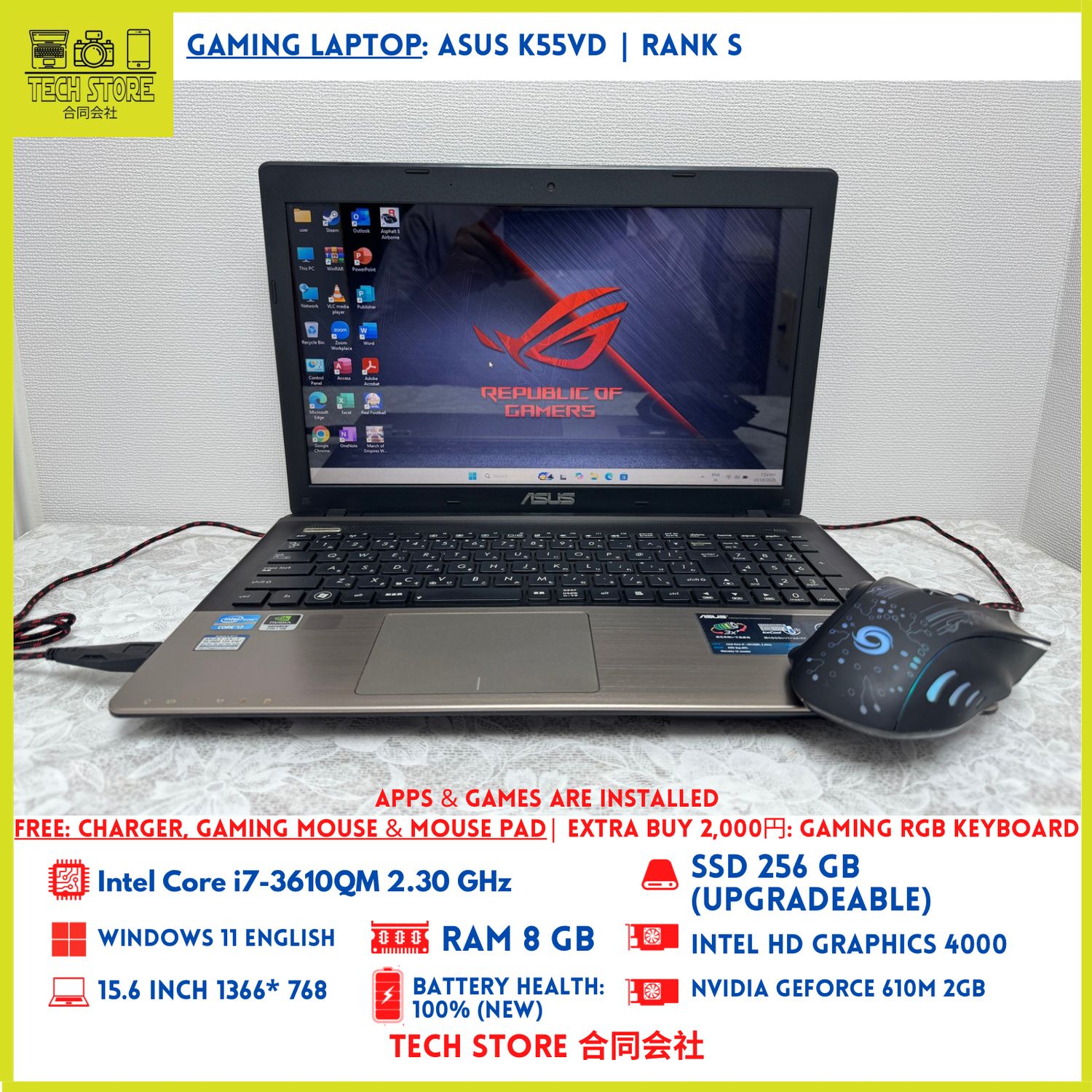 ASUS K55VD Core i7 8GB 256GB NVIDIA