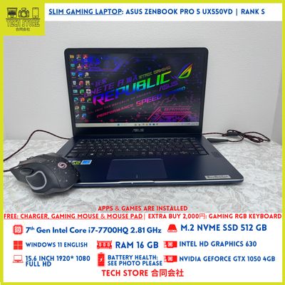 ASUS ZenBook Pro 15 UX550VD i7 16GB 512GB GTX 1050 ASUS ZenBook Pro 15 UX550VD i7 16GB 512GB GTX 1050