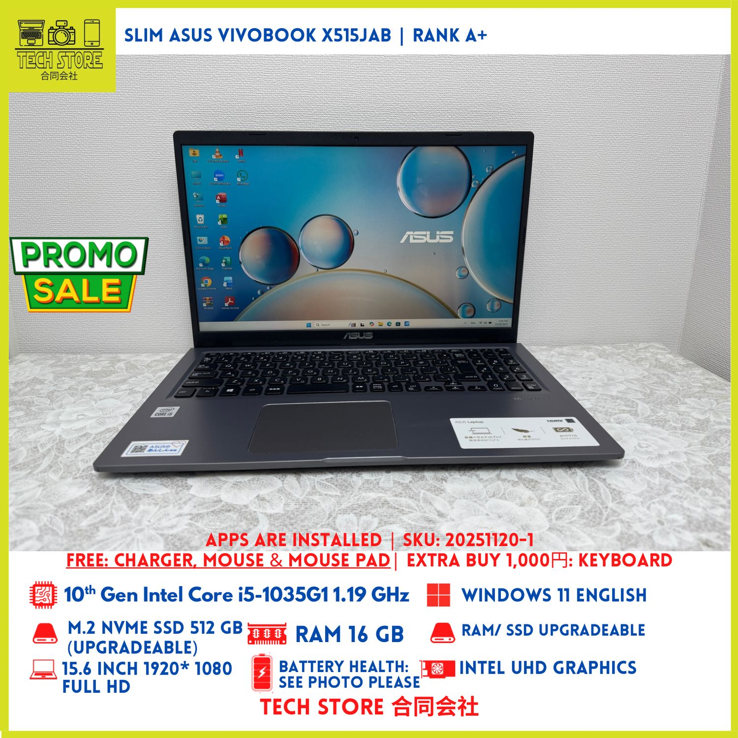 ASUS VivoBook 15 X515JAB 10th Gen 16GB 512GB
