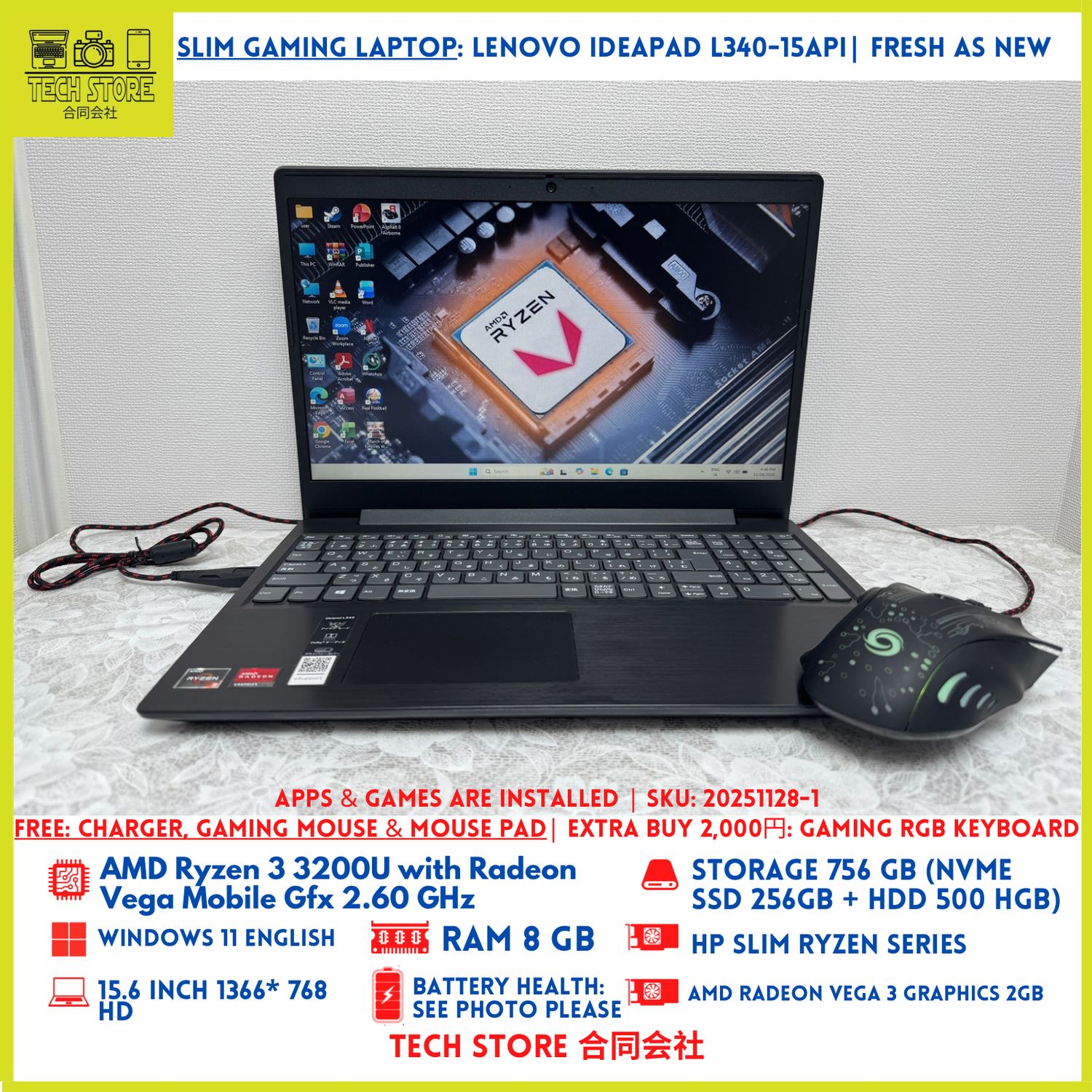 Lenovo IdeaPad L340-15API 8GB 756GB