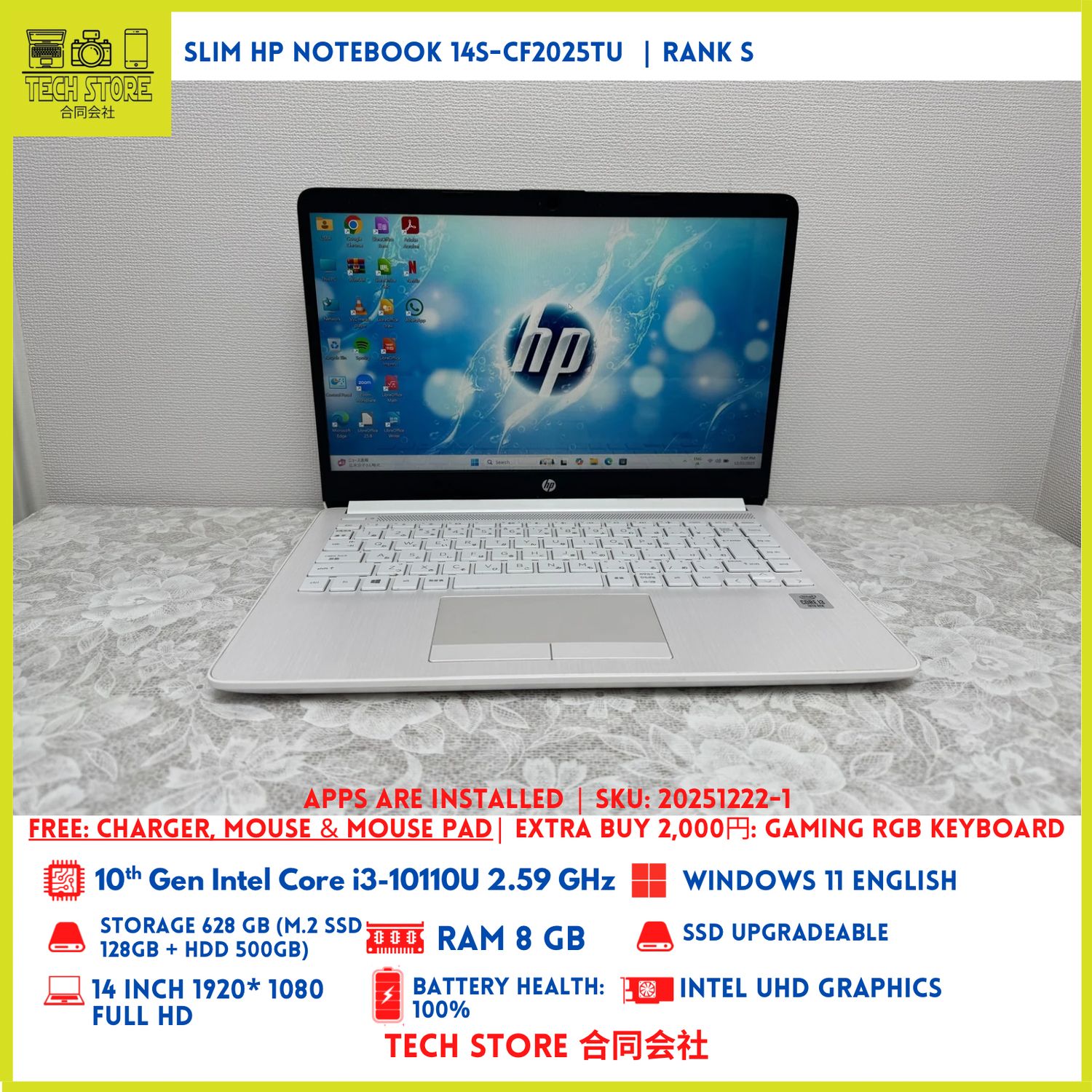 Slim HP 14s-cf2025TU 10th Gen