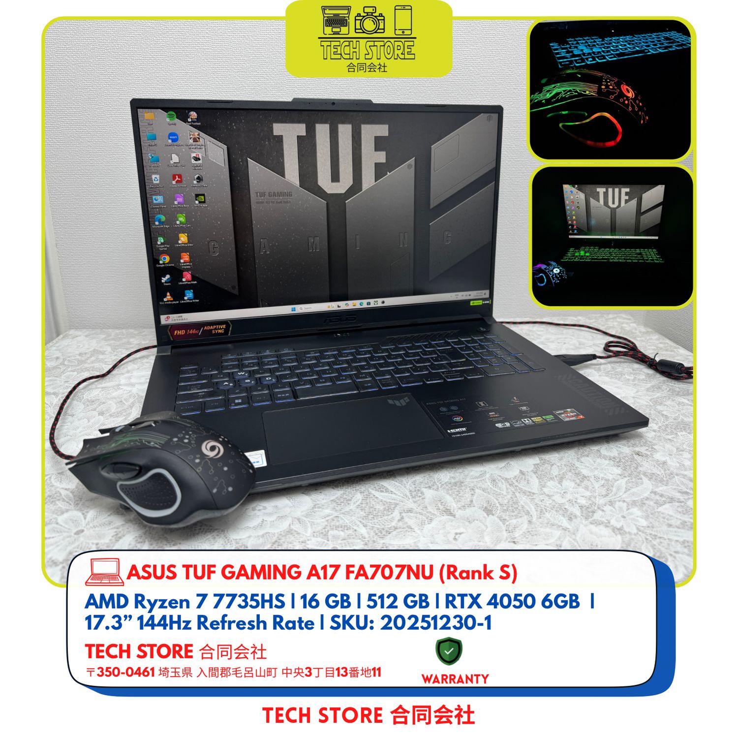 ASUS TUF Gaming A17 FA707NU R7 7735HS RTX 4050