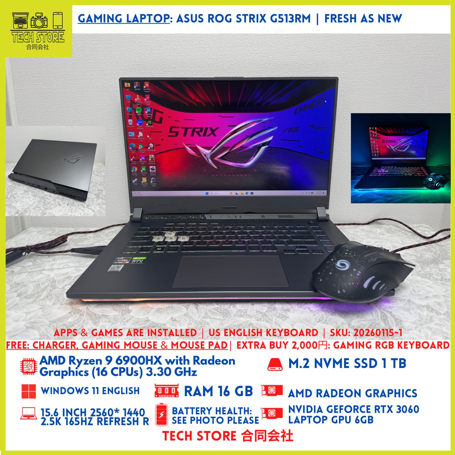 ASUS ROG STRIX G513RM R9 RTX