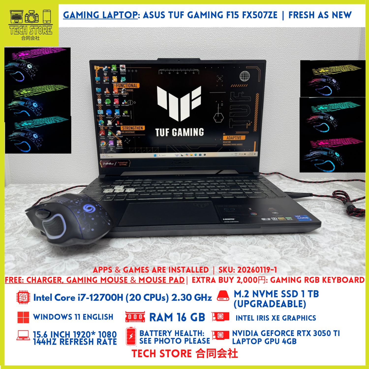 ASUS TUF Gaming F15 FX507ZE i7 RTX 3050 Ti