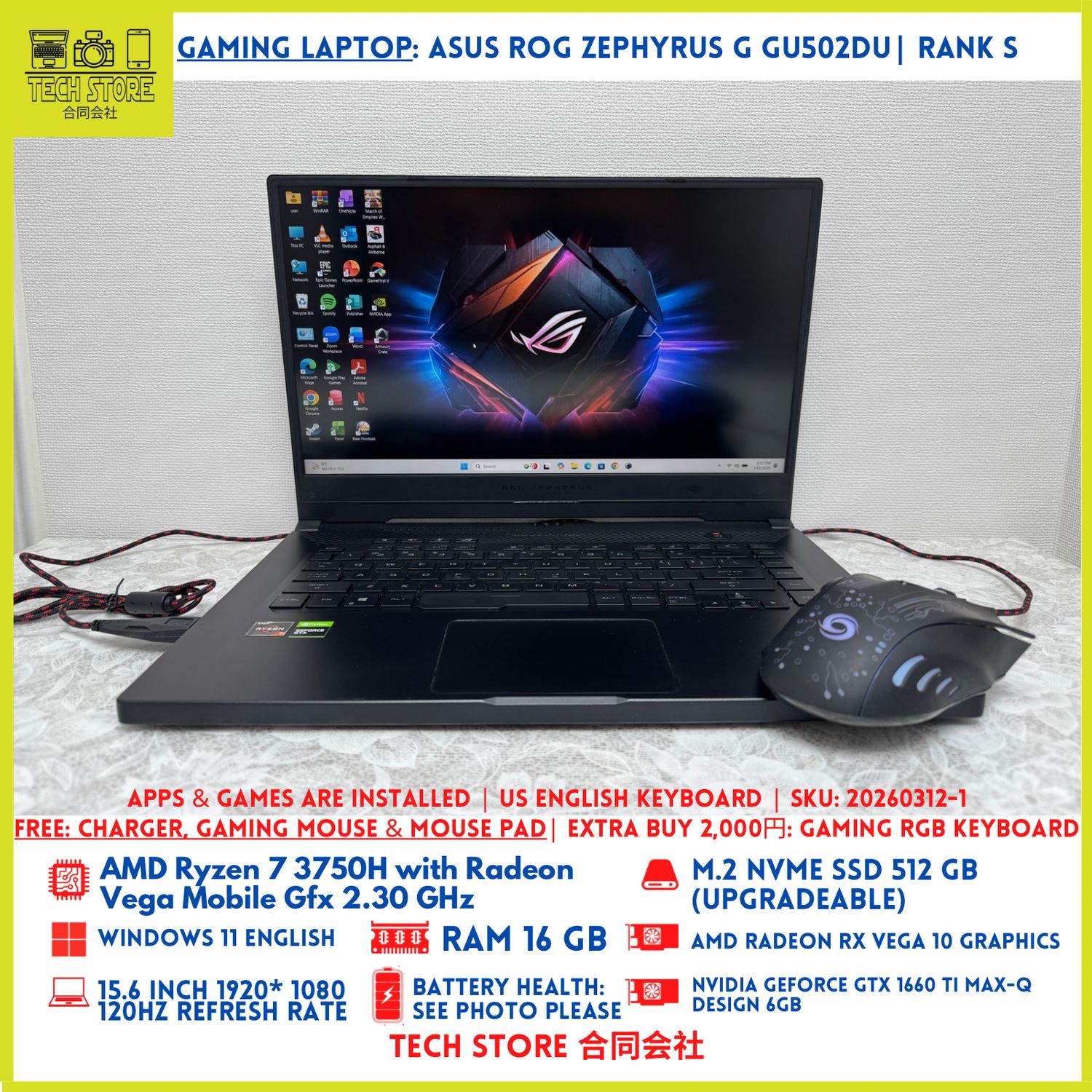 ASUS ROG Zephyrus G GU502DU R7 GTX 1660 Ti