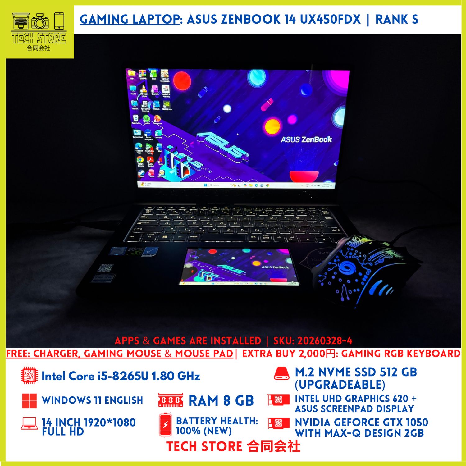 ASUS ZenBook 14 UX450FDA GTX 1050