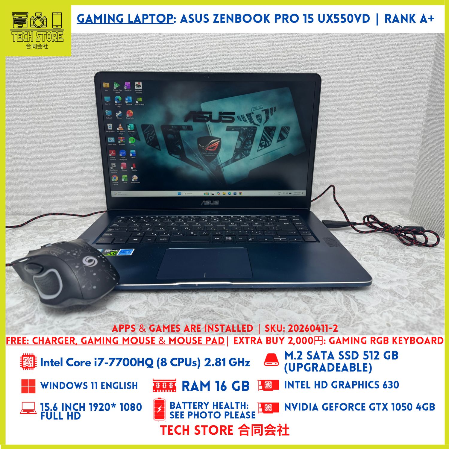 ASUS ZenBook Pro 15 UX550VD i7