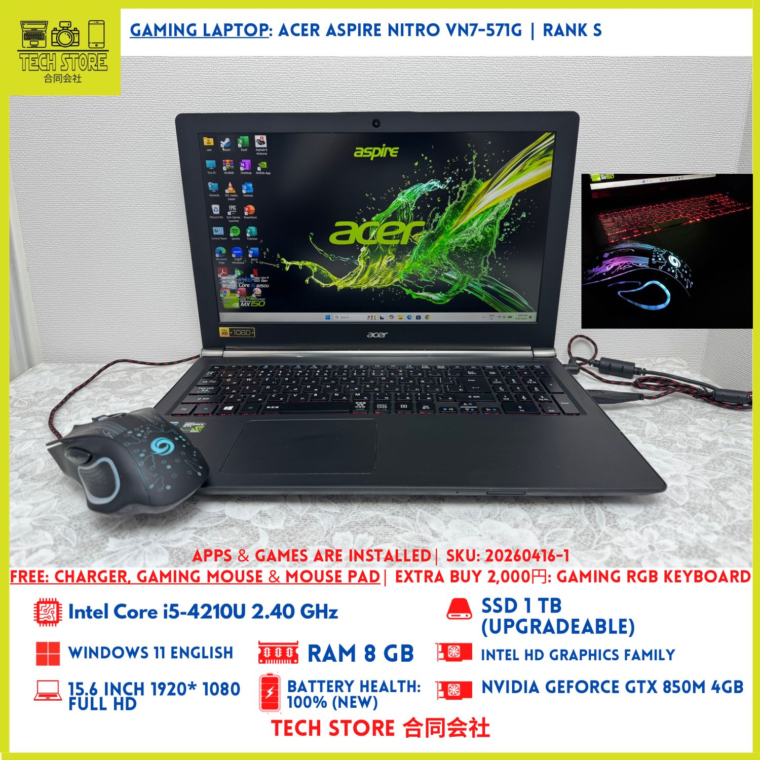 Acer Aspire Nitro VN7-571G SSD 1TB