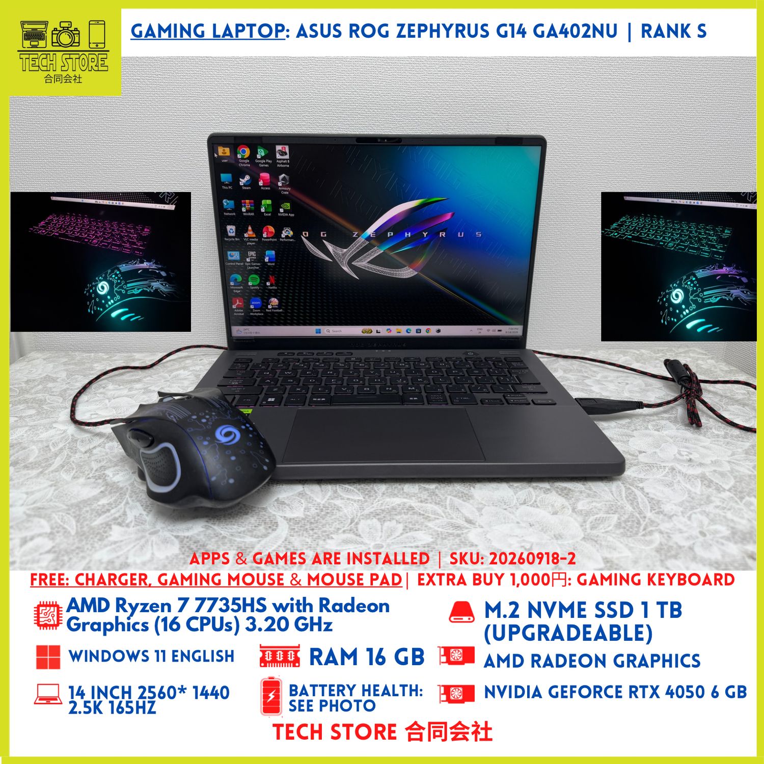 ASUS ROG Zephyrus G14 GA402NU RTX 4050