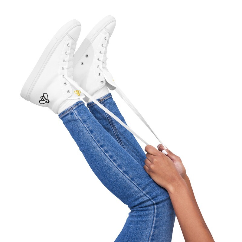 Droneit women’s white high top canvas shoes