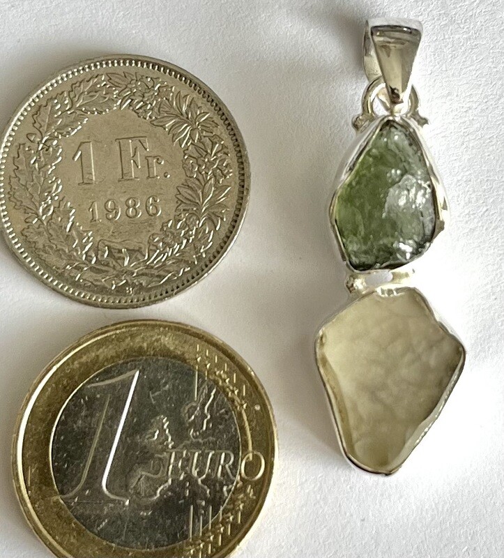 Moldavit und Gold Tektit  &quot;Sternschnuppe&quot;