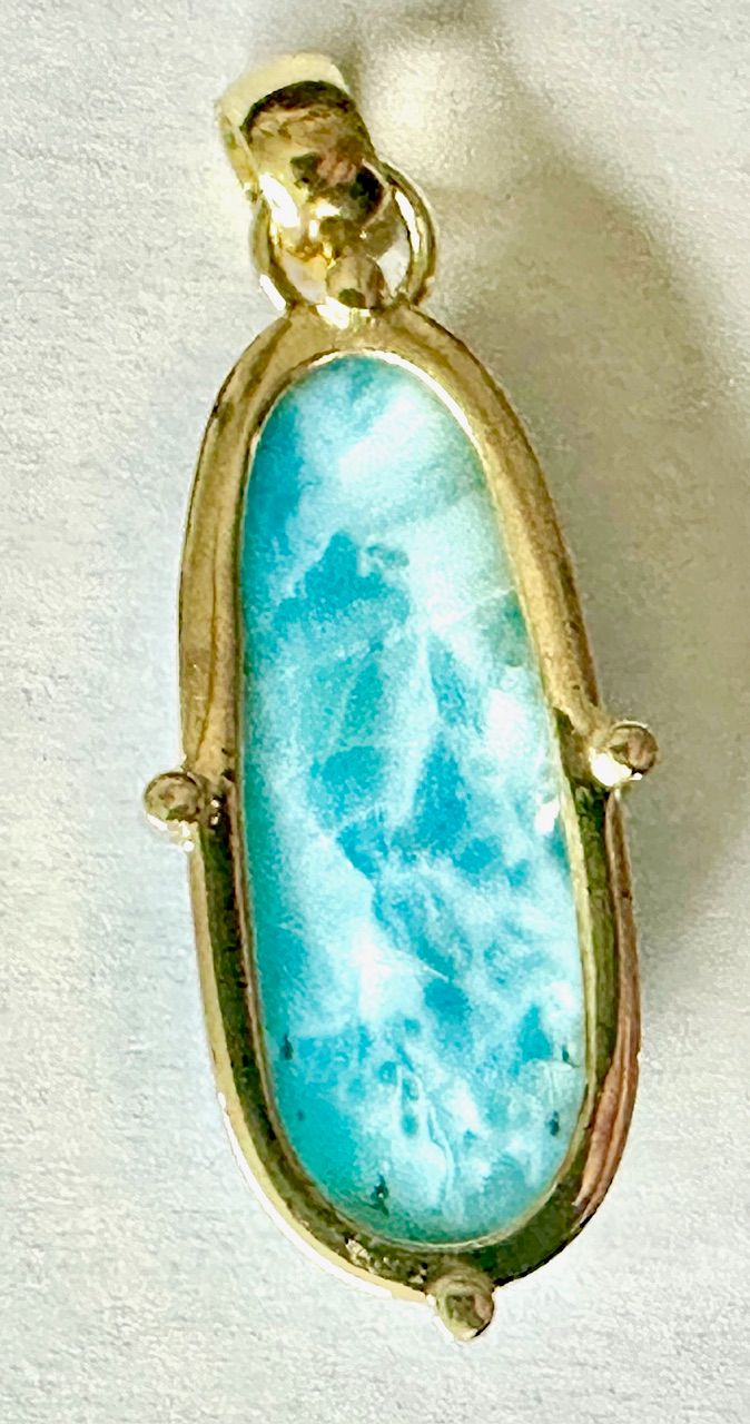 Top Larimar Silber Anhänger vergoldet