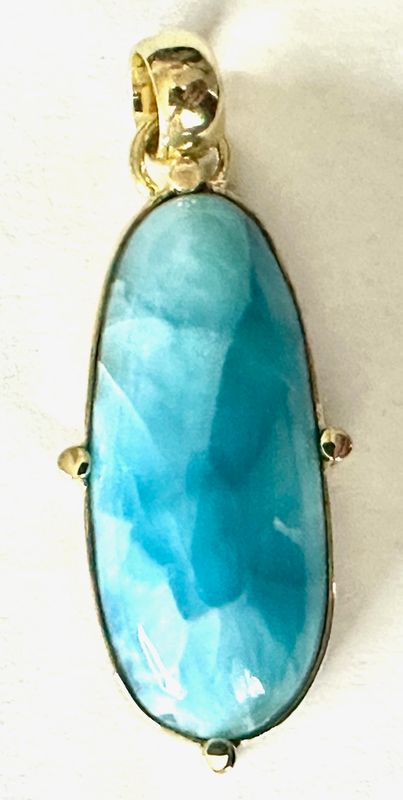 Top Larimar Silber Anhänger vergoldet