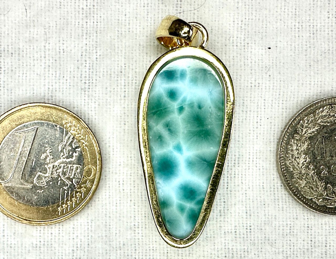 Top Larimar Silber Anhänger vergoldet 1