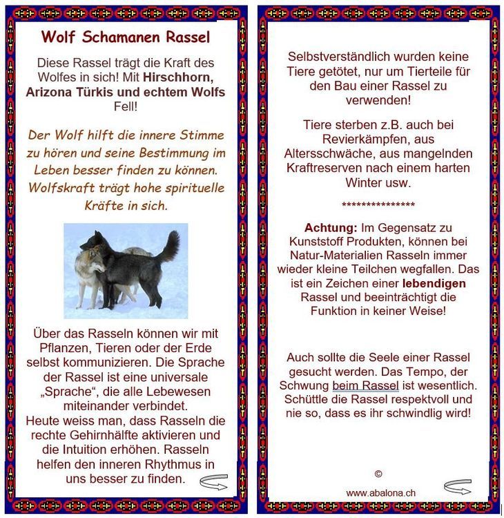 Wolf Schamanen Rassel