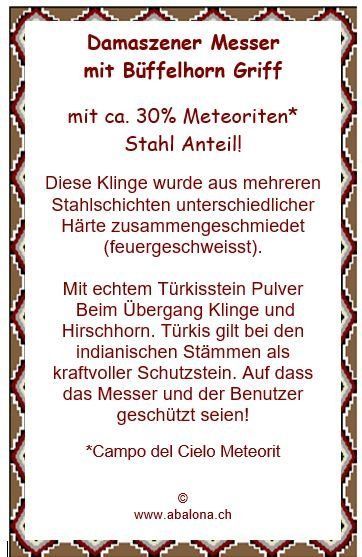 Damast Messer mit geschnitztem Büffelhorn Griff - Selten!